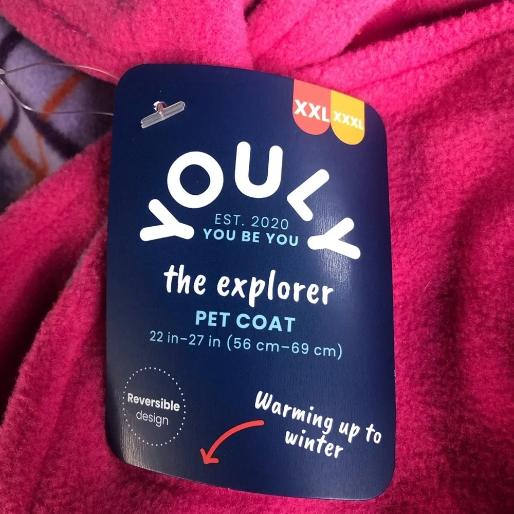NWT Youly reversible cozy pet coat XXL/XXXL
